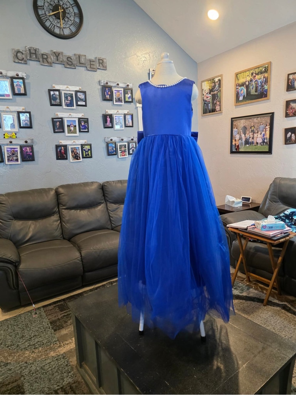 Girls Royal Blue Tulle Party Dress